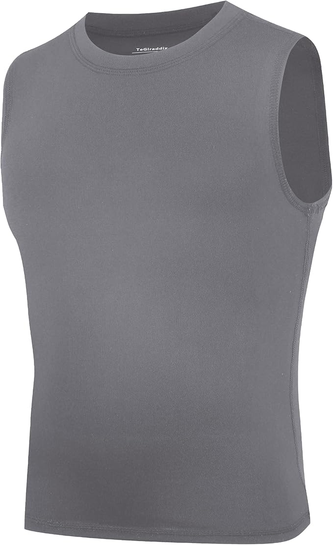 Youth Boy Girls Sleeveless Compression Shirt Kid Athletic Tank Top Quick Dry Basketball Football Undershirt