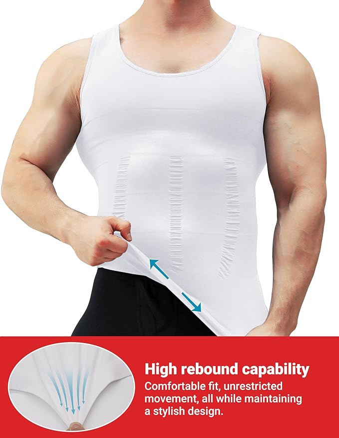 MEETYOO 1/2/3 Pack Men's Shaper Slimming Tank Top Athletic Compression Shirt with Sleeveless Undershirts for Men