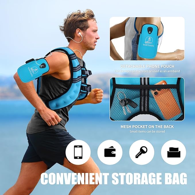 Weighted Vest for Women Men, 6lb/8lb/12lb/16lb/20lb/25lb/30lb Adjustable Weight Vest with Reflective Stripes for Workout, Strength Training, Running, Fitness, Muscle Building, Weight Loss, Rucking Vest With Phone Pouch