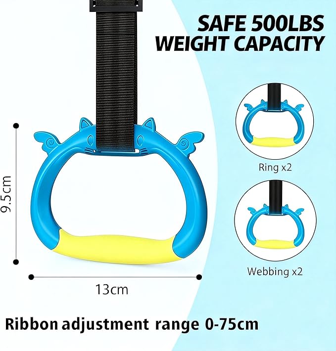 New Professional Gymnastic Rings,Both for Adults and Kids,Support 550 LBS,Home Fitness Equipment,Indoor and Outdoor Pull-up Bar for Stretching and Height Increase,with Adjustable Straps