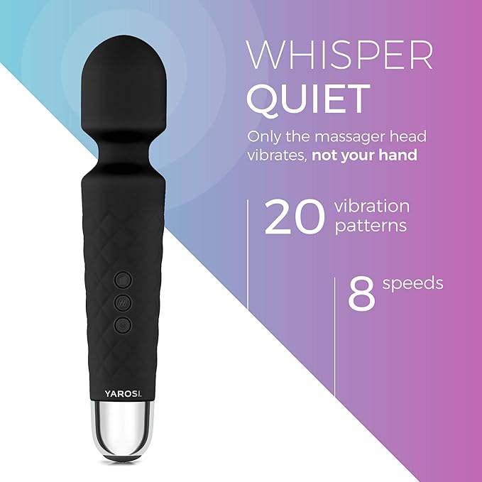 Yarosi Massage Device Strongest Cordless Handheld Massager - Powerful - Best for Travel - Magic Stress Away - Perfect on Back Legs Hand Pains and Sports Recovery - Black