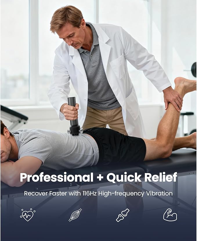 BOB AND BRAD VibeFlow Vibration Massager (Not Percussion), FSA-HSA Eligible, 116Hz Deep Tissue Therapy Massage Gun for Sensitive Joints, Muscle Pain Relief, Fascia Release, Trigger Points & Full Body