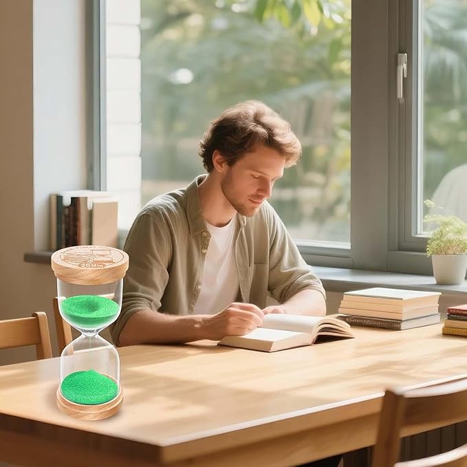 30 Second Sand Timer, Wooden Hourglass Sand Clock, Small Wood Green 30 Second Hour Glass, Sandglass for Brushing Teeth, Reloj De Arena, Classroom, Game, Kitchen, Home, Office