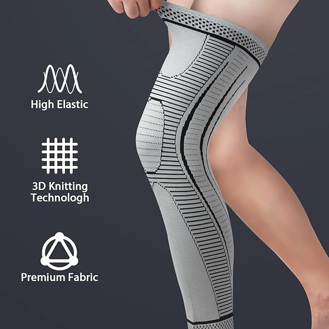 2 Pack Full Leg Compression Sleeves for Men And Women Long Knee Brace Support for Basketball, Running, Workout, Cycling, Sport