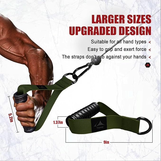 Heavy Duty Gym Workout Handle Attachments - Powerful, Comfortable & Anti-Slip Rubber Exercise Grips for Cable Machines, Pulley Systems and Other Fitness Equipments