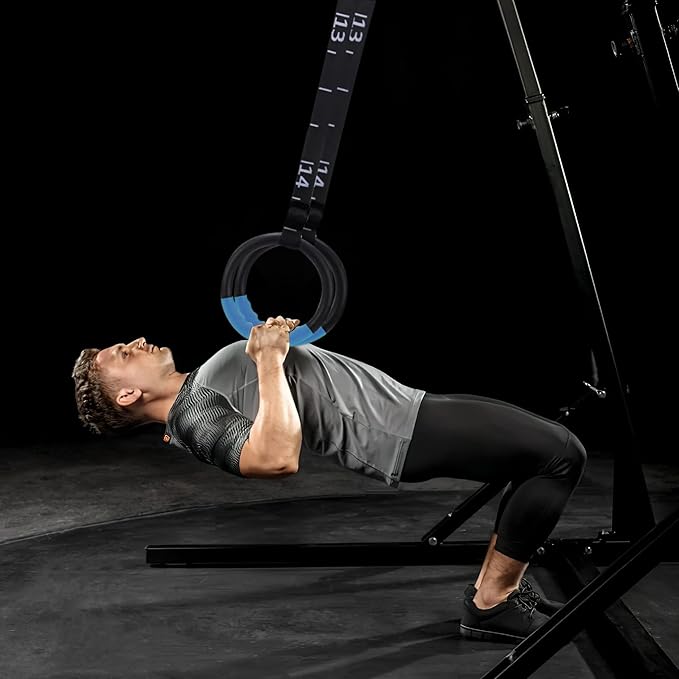 Teamaze Gymnastic Rings with 15 FT Adjustable Straps Non-Slip Gymnastics Rings Pull Up Workout Rings for Home Gym Exercise, Training