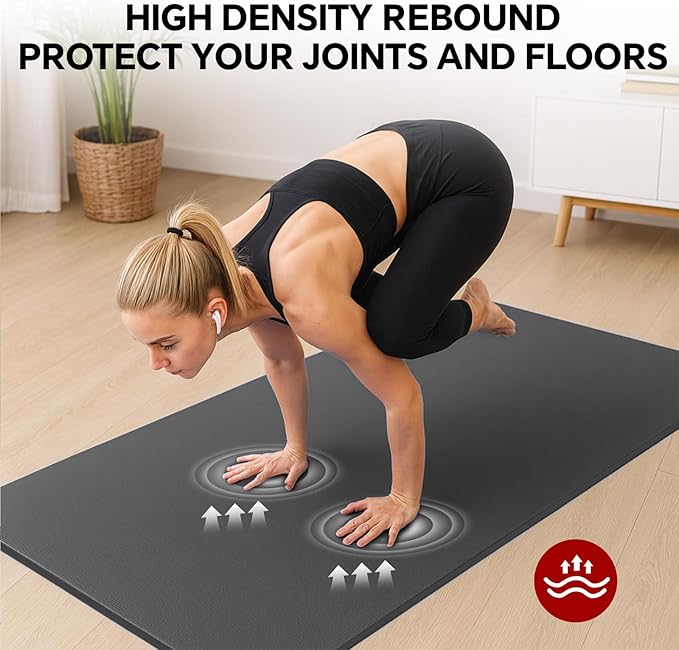 Stepwaver Extra Large Yoga Mat 6'x4'(1/3" & 1/4" Thick), Non-Slip, Ultra Durable, Wide Workout Mat, Wide Exercise Mats for Home Workouts, Yoga, Pilates, Stretching (Barefoot Exercise)