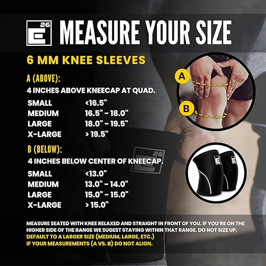 Element 26 Knee Sleeves for Weightlifting (Sold as a Pair) - 6mm Premium Neoprene for Compression, Mobility, and Warmth - Compression Sleeve for Functional Fitness, Squats, Deadlifts (Medium, Black)
