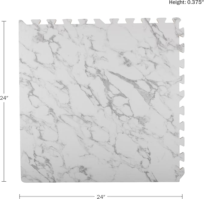 EVA Foam Floor Tiles 24-Pack - 96SQFT Puzzle Mat - Interlocking Foam Tiles for Baby Play Mat or Gym Flooring for Exercise by Stalwart (Faux Marble)