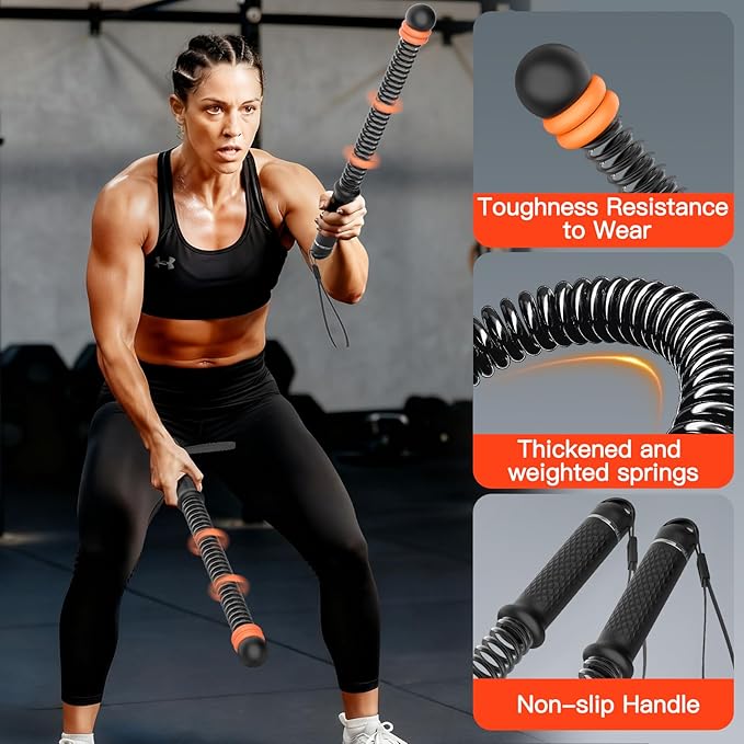 Ropeless Battle Ropes for Home Gym (2-Pack), Quiet & Space-Saving Cordless Battle Ropes for Full-Body Training, Strength, HIIT & Low-Impact Aerobic Training, Adjustable Weight Handles
