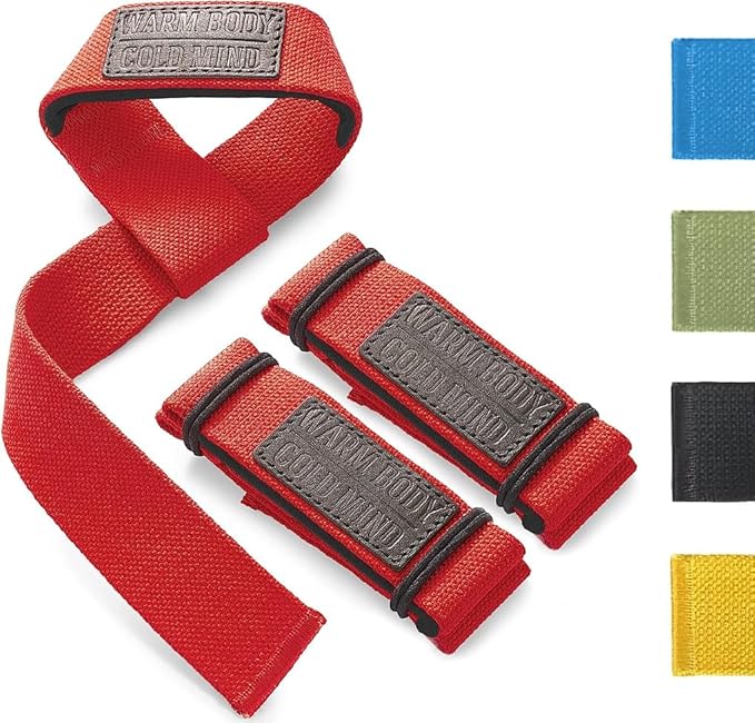 WARM BODY COLD MIND Lasso Lifting Wrist Straps for Cross Training - Rated at 770 lb - Hand Wraps for Olympic Weightlifting, Powerlifting, Weight Lifting, Bodybuilding Strength Deadlift Gym Bar, Cotton
