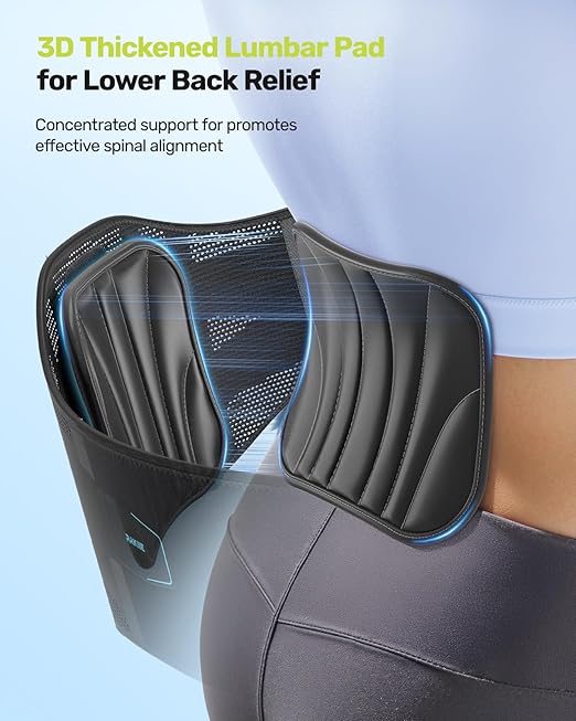 Rakiie Back Brace for Men Lower Back with 7 Stays, Adjustable Knitted Lumbar Support Belt for Pain Relief, Breathable Soft Mesh Design with Lumbar Pad, Ergonomic Back Support Brace for Scoliosis - Size S (Waist: 27.6"-33.5")