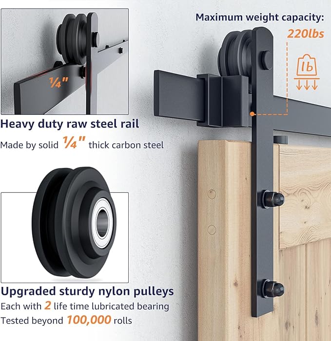 SMARTSTANDARD 10FT Double Barn Door Hardware Kit, Sliding Barn Door Track, Heavy Duty, Smoothly and Quietly-Easy to Install-Includes Step-by-Step Installation Instruction Fit 30" Wide Door Panel