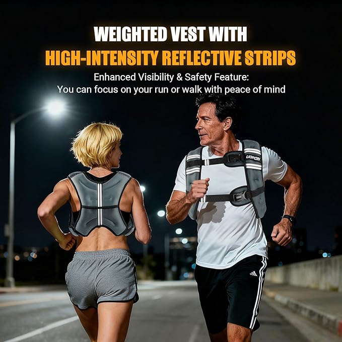 Weighted Vest for Women Men, 8 lb/10 lb/12 lb Weight Vest for Walking with Reflective Stripe and Adjustable Buckle Straps, Body Weights for Osteoporosis, Running, Strength Training and Weight Loss