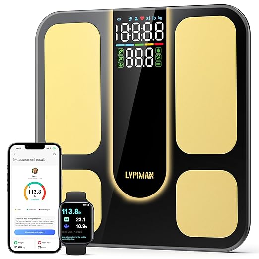 Professional Smart Scale for Body Weight, BMI, Body Fat, Muscle Mass, Highly Accurate 25 Body Composition Weighing Machine, Bathroom Digital Scale Large Display Sync with Fitness App, 402lb