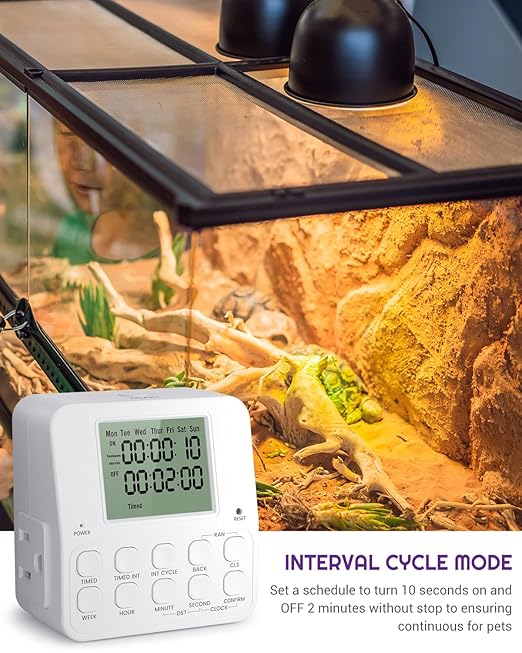 NEARPOW Digital Timer Outlet, Infinite Interval Repeat Cycle Timer Plug, Indoor Timed Interval Cycle Power Switch, 7 Day 24 Hour Daily Programmable Electrical Outlet with 20 ON/Off Programs 15A/1875W