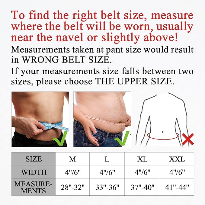 Leather Gym Fitness Belt, 4" & 6" Padded Lumbar Back Support, 10 Adjustable Holes for Weightlifting Powerlifting Bodybuilding Deadlift Squat Workout Strength Training