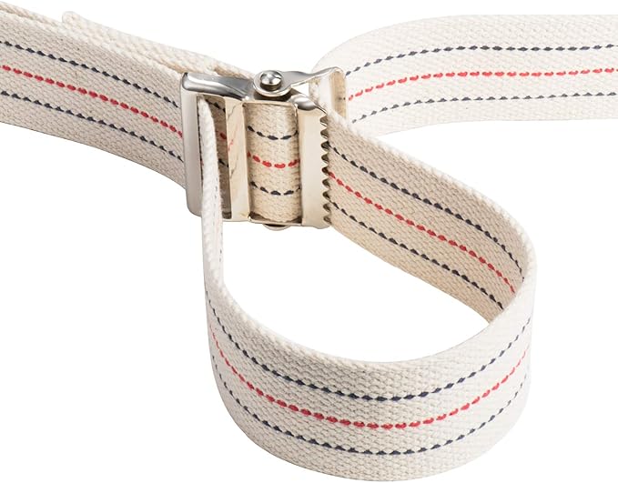 COW&COW Transfer and Gait Belt with Metal Buckle - Transfer Walking and Standing Assist Aid for Caregiver Nurse Therapist 2 inches (Beige with Stripes, 72")
