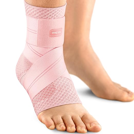 Flat Knitting Ankle Brace for Women&Men, 7-Zone Dynamic Compression Sleeve w/Flex Strap,Foot Support for Sports, Sprained Ankle, Achilles Tendonitis, Plantar Fasciitis Relief(Pack of1) S,Pink
