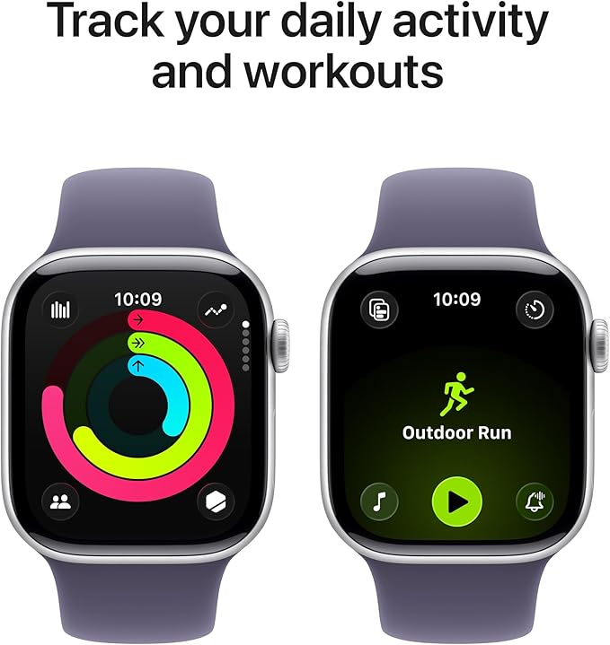 Apple Watch Series 11 [GPS 42mm] Smartwatch with Silver Aluminium Case with Purple Fog Sport Band - S/M. Sleep Score, Fitness Tracker, Health Monitoring with AppleCare+ (2 Years)