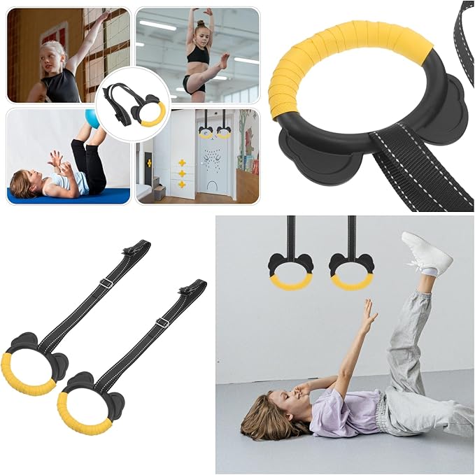Kids Gymnastic Rings with Adjustable Straps Pull up Olympic Rings for Kid‘s Pull Up Bar Doorway Chin up Bar Strength Training Climbing Dome Outdoor Jungle Gym Hanging Stretching Height Increase