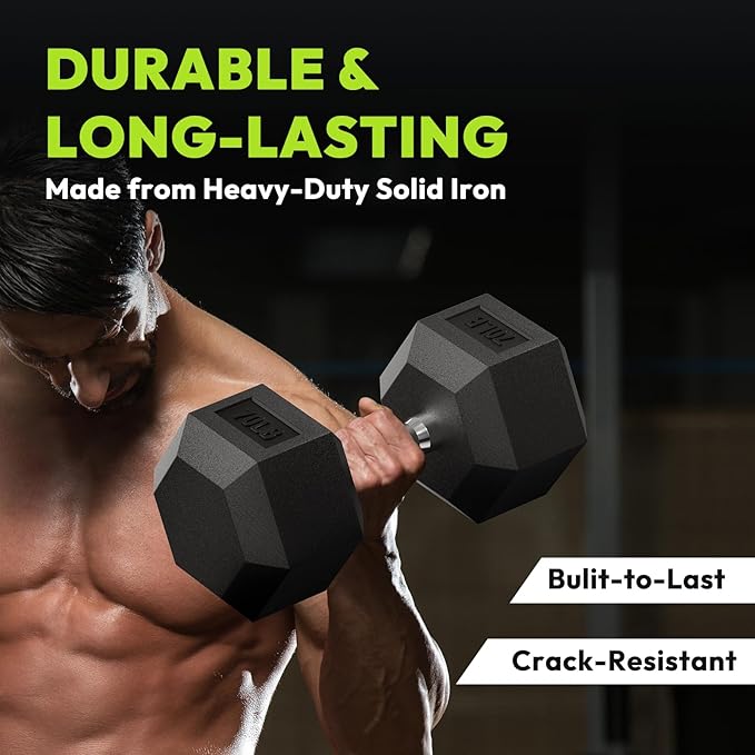 Hex Dumbbell Set 2.5-65 lb, Rubber Encased Hex Dumbbells for Home Gym, Weights Dumbbells Set of 2 Hand Weights for Strength Training & Fitness Exercise