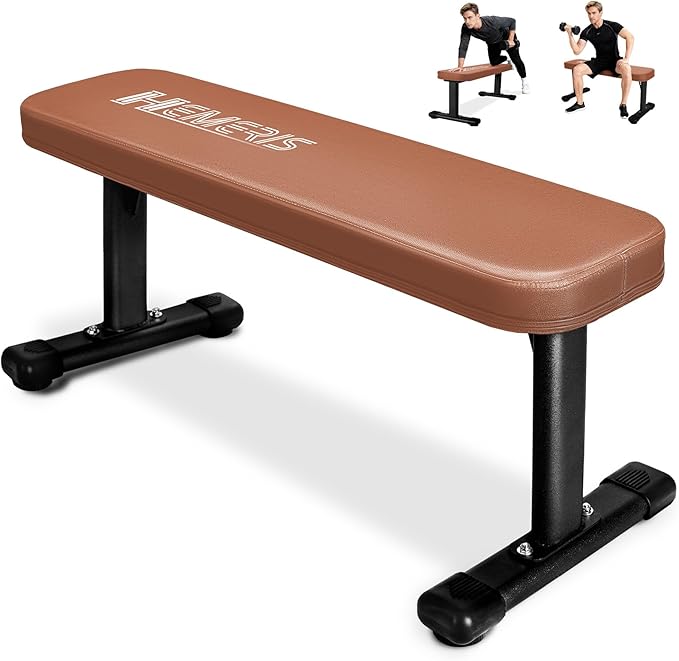 Flat Weight Bench, 2.4 Inch Thick Pad Workout Bench 660 LBS Bench Press Exercise Equipment for Home Gym Strength Weight Training