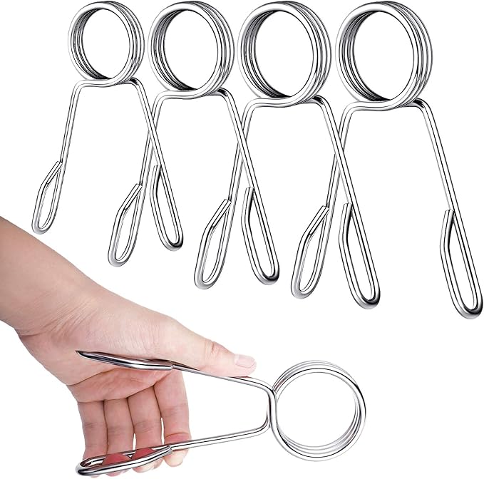 Sumind 4 Pieces 2 Inch Dumbbell Spring Collars Barbell Clamps Locking Collars Clips for Weightlifting Exercise Fitness Training Supplies (Silver)