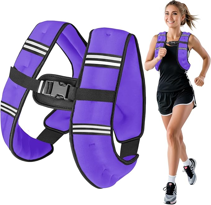 6lb/8lb/12lb/16lb/20Lb Weighted Vest Woman Men with Reflective Stripe, Chest Size Adjustable Strength Training Weight Vest for Walk Running Jogging