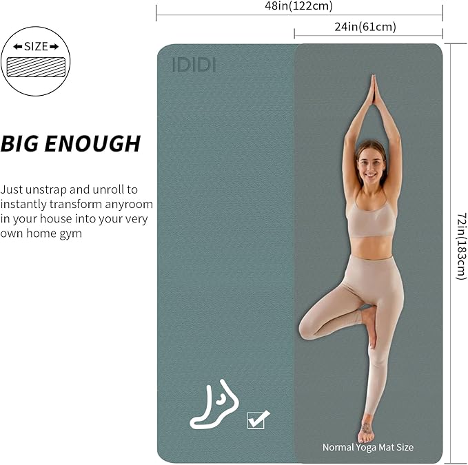 Large Yoga Mat (6'x 4') - Extra Long and Wide Workout Mat for Men and Women, Non-Slip POE 0.32''/0.4'' Thick Fitness Mat, Eco-Friendly Exercise Mat for Home Workouts, Ideal for Yoga and Pilates