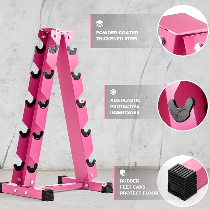 RitFit 250LB/300LB/350LB/550LB/650LB Rubber Hex Dumbbell Sets with Weights Rack, Multiple Color Choices Available, Great Gym Equipment for Home, Strength Training, Workouts