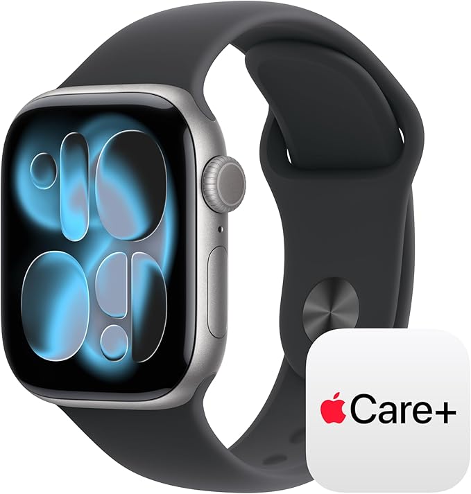 Apple Watch Series 11 [GPS 42mm] Smartwatch with Space Grey Aluminium Case with Black Sport Band - S/M. Sleep Score, Fitness Tracker, Health Monitoring with AppleCare+ (2 Years)