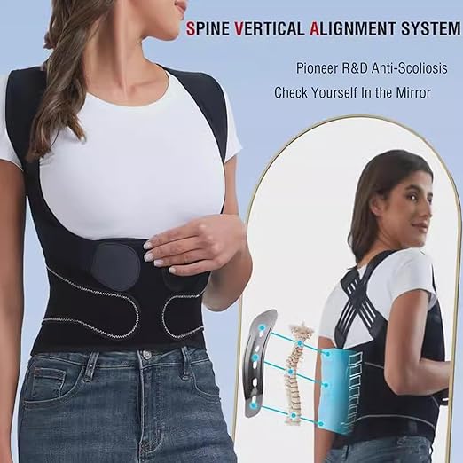 Instant Posture Corrector for Women & Men, Back Brace for Neck Shoulder Upper Back Pain Relief, Adjustable Posture Correcter for Hunchback Slouching, Invisible Under Clothes, Lightweight Comfort (Medium)