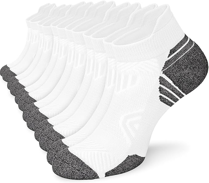 Cushioned Cotton Ankle Compression Socks for Men Women 6 Pairs Wicking Low Cut Arch Support Plantar Fasciitis Socks