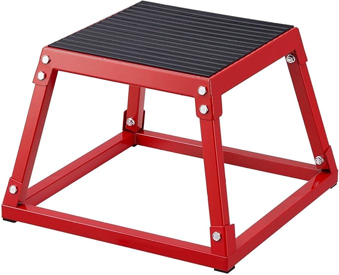 12 Inch Plyo Box - Steel Jump Box for Fitness, Agility & Strength Training - Non-Slip Plyometric Platform - Home Gym Equipment - Red