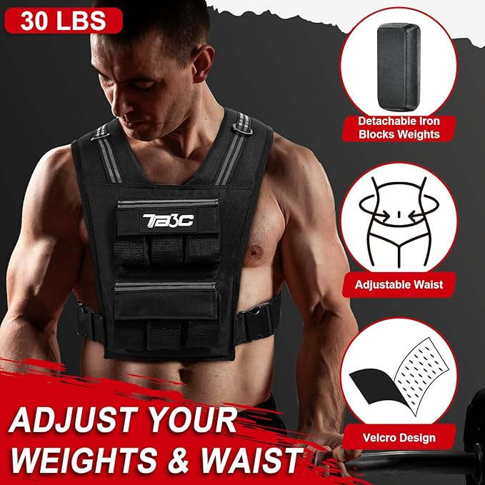 Adjustable Weighted Vest Men and Women 19lbs/ 30lbs/ 40lbs Weights with Reflective Stripe, Weight Vest Woman Workout Vest for Strength Training,Running & Walking