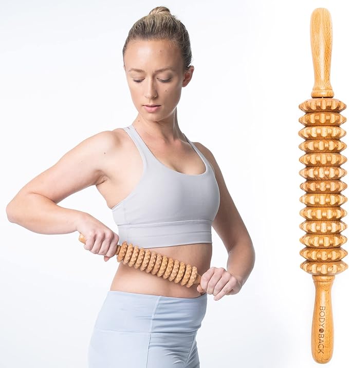 Body Back Wood Therapy Roller for Maderoterapia, Lymphatic Drainage, Cellulite Massage, and Massage Rolling, Natural Muscle Massage Stick Tool for Massage and Relaxation