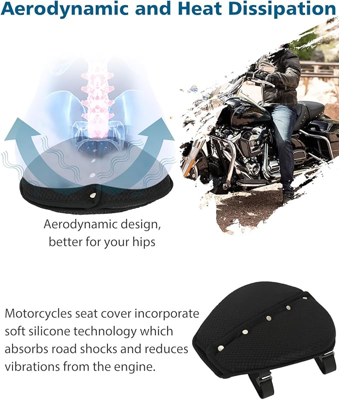 SUNPIE Motorcycle Gel Seat Pad Universal Motor Bike Seat Cover with Sun Protection Covers 3D Honeycomb Breathable Comfortable UV Resistance for Seat Height Adjustment &Vibration Reduction