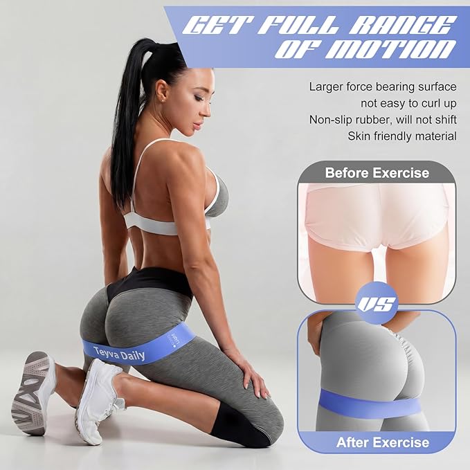 50 Pcs Resistance Loop Exercise Bands for Booty Workout Stretch Exercise Bands 5 Level Each Set with Storage Bag Non Slip for Legs Squat Resistance Loop Women Men Fitness