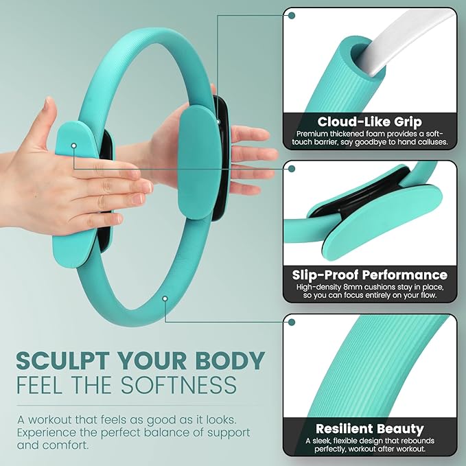 Pilates Kit for Women 13PCS, Pilates Ring and Ball Set with Magic Circle, Resistance Bands Set, Figure 8 Band, Yoga Ring & Grip Socks, Home Workout Equipment Essentials Starter Kit for Beginners
