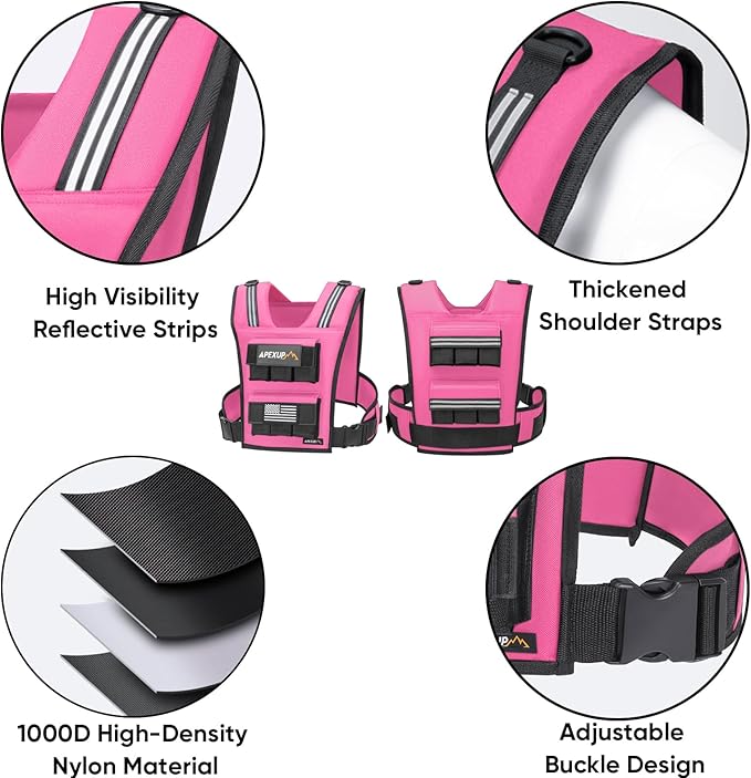 APEXUP Adjustable Weighted Vest Men 20lbs/30lbs/40lbs Weights with Reflective Stripe, Weight Vest Woman Workout Vest for Strength Training Running Walking