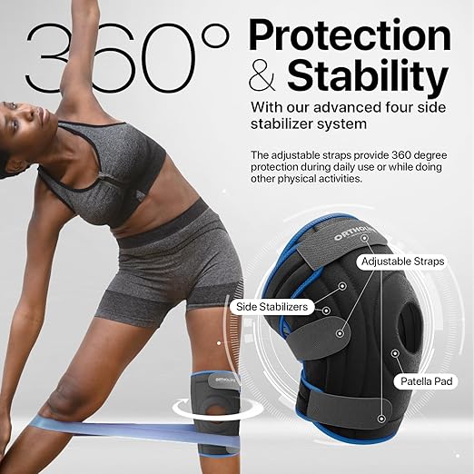 Knee Brace for Women and Men – Knee Compression Sleeve for Meniscus Tear, ACL, Arthritis Pain Relief, Patella Pad & Side Stabilizers – Please Check How To Size Video (Blue, XXL)