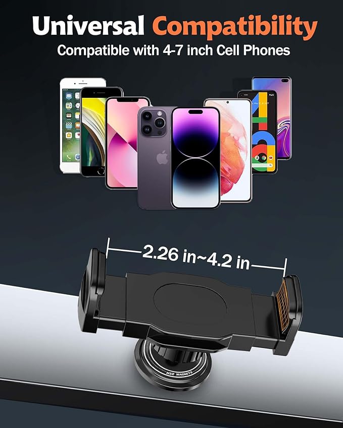 Gym Magnetic Phone Holder, 360° Strong Adsorption Adjustable Magnet Holder Mount for Fitness Equipment, Golf Cart, Compatible with 4.7-6.5’’ Use iPhone Android Phones