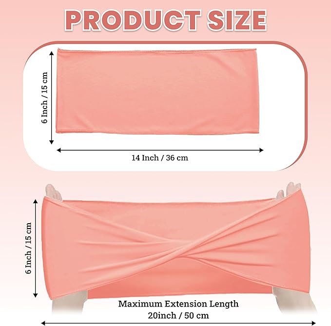 MDS Pack of 125 Spandex Chair Sashes Bows Elastic Stretch Dining Chair Bands Ties Without Slider Buckle Universal fits for Wedding Baby Shower Birthday Party Banquet Event Decoration - Peach
