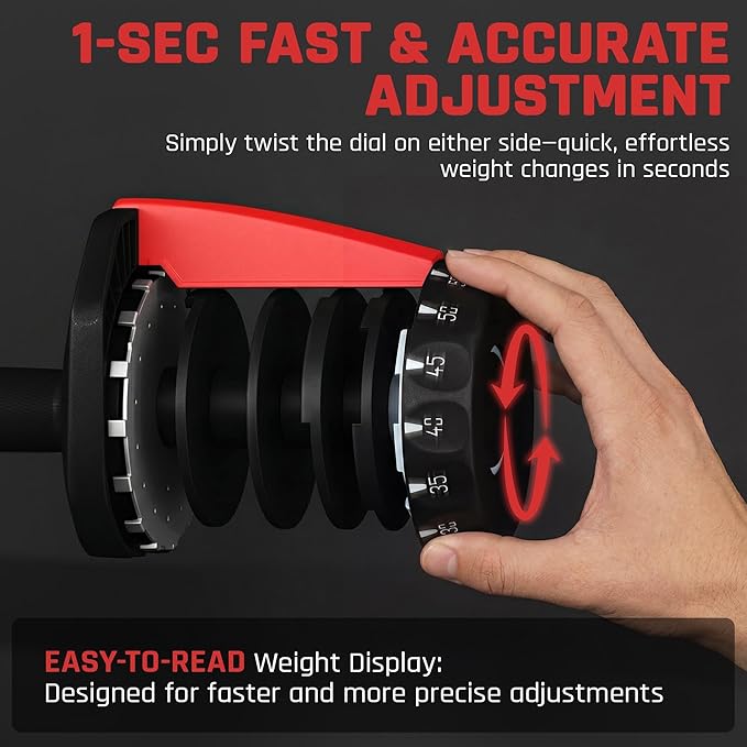 Yaheetech Adjustable Dumbbell Set 28/40/52.5/90LBS Adjustable Dumbbells Fast Adjust Dumbbell Weight Set with Anti-Slip Handle and Tray for Men/Women Home Gym Strength Training Equipment Single/Pair