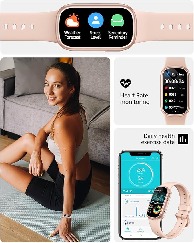 FitnessTracker with Step Counter/Calories/Stopwatch, Activity HealthTracker with BloodPressure HeartRate Monitor, SleepTracker, 137+Sport Modes, Pedometer SmartWatch, Gift for Women Men pinkishwhite