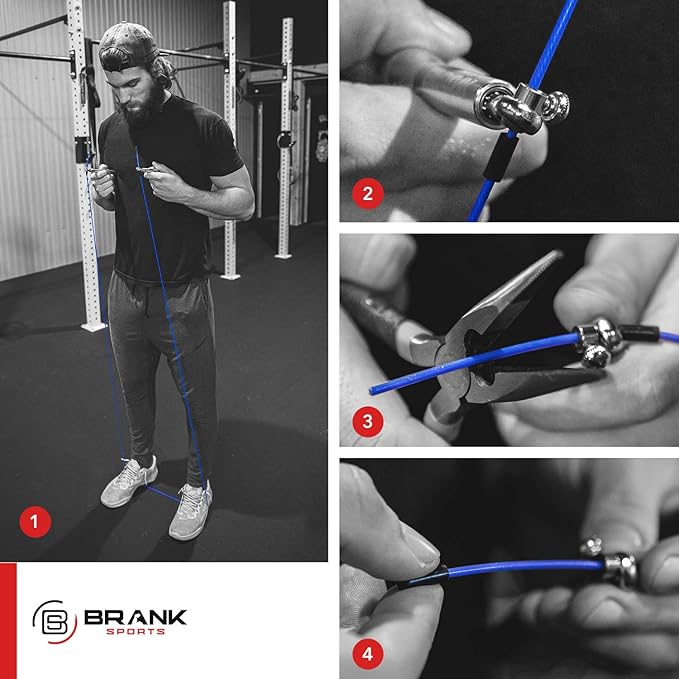 BRANK SPORTS® Pack of 2 Replacement Steel Ropes for all Jump Ropes | Length 12' | 2 Diameters and 7 Colors to Choose From | Replacement Bindings Included | Ideal for Advanced to Double Under