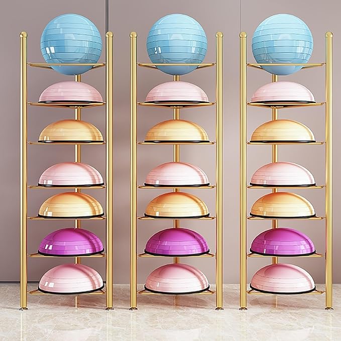 Floor Stand Storage Organizer for Balance Balls, Exercise Half Balance Ball Rack, Home Gym Equipment for Bosu, Slam Bowling, Medicine Balls