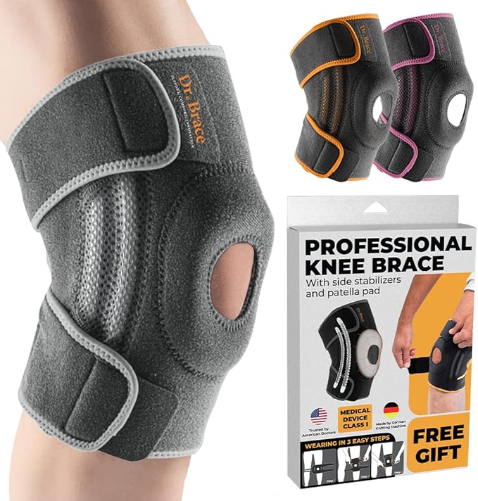 DR. BRACE ELITE Knee Brace with Side Stabilizers & Patella Gel Pads for Maximum Knee Pain Support and fast recovery for men and women-Please Check How To Size Video (Moon, XX-Large)
