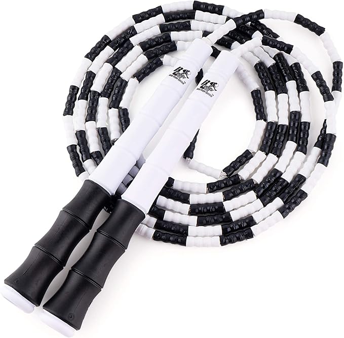 Buddy Lee New Beaded Jump Rope – Adjustable Skipping Rope for Kids & Adults – Durable, Tangle-Free Fitness Jump Rope with Ergonomic Handles for Cardio, Training & Outdoor Workouts